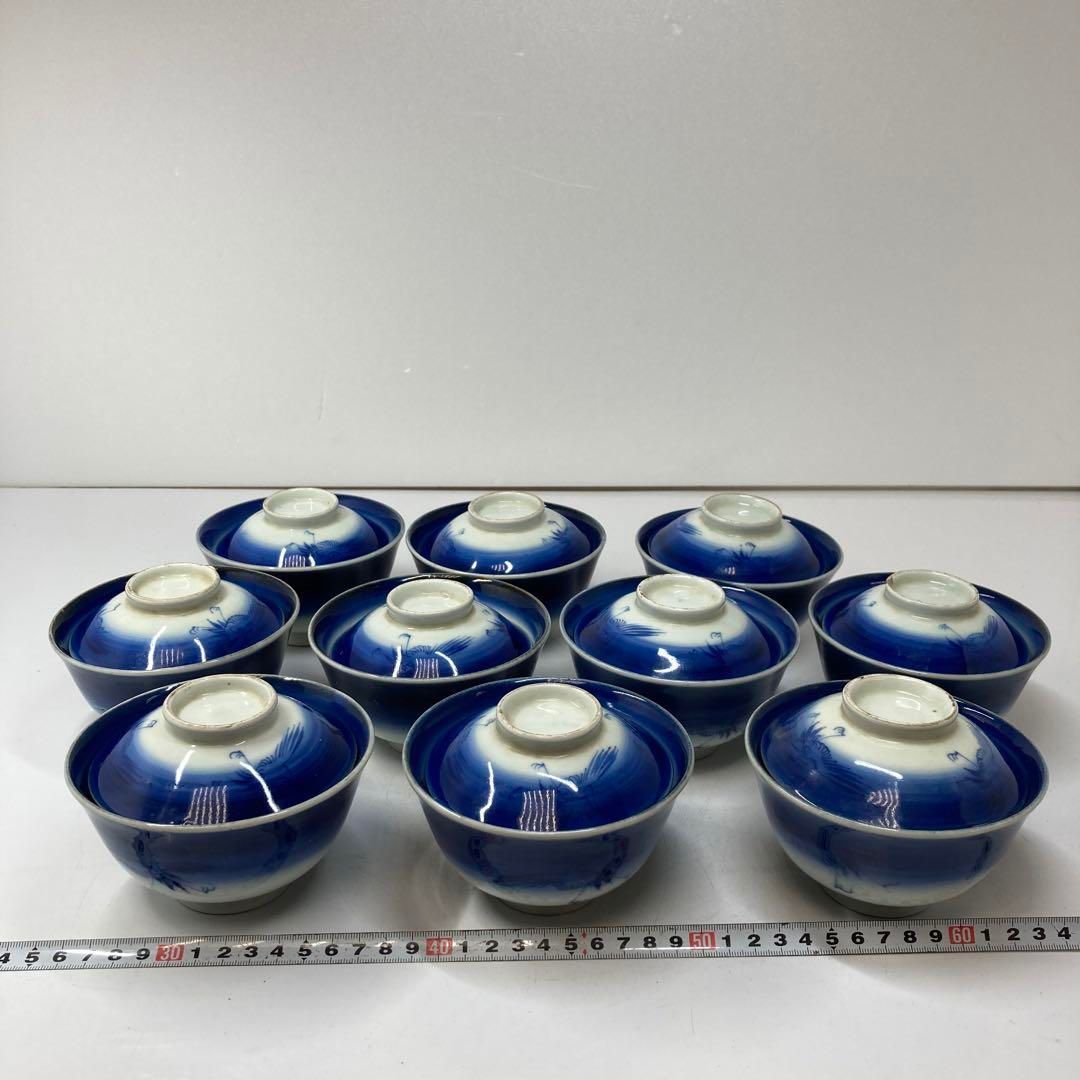 古伊万里 瑠璃 蓋茶碗 10客 木箱付 東さ5-1005① - メルカリ