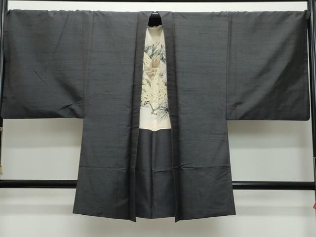 平和屋着物○男性 紬 色無地 褐返色 キングサイズ 正絹 逸品 AAAZ0665ck 