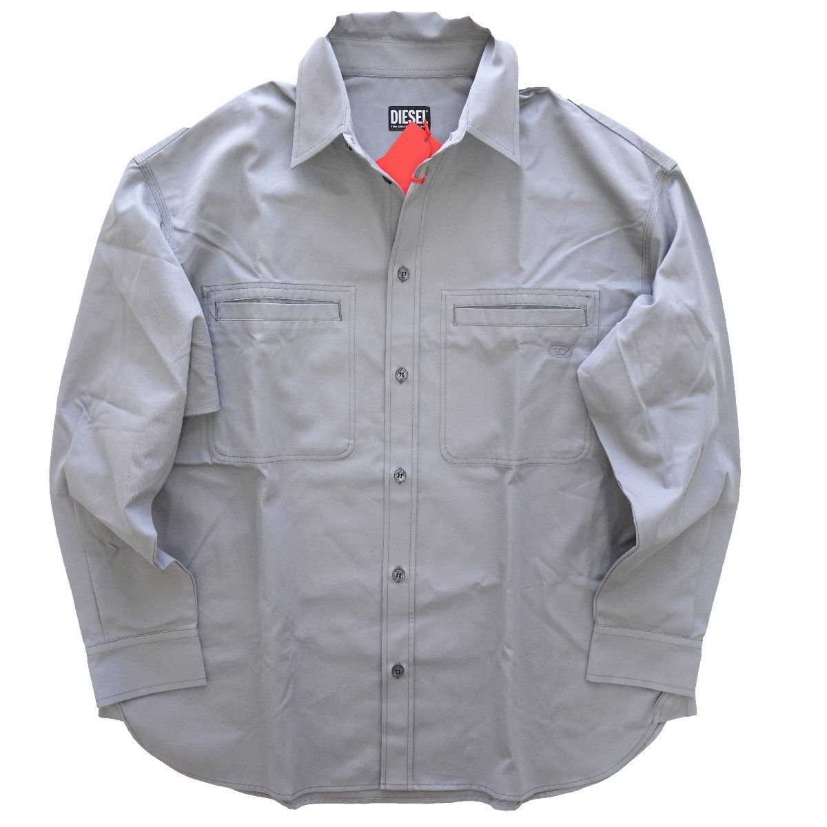 ◇ DIESEL ◇ディーゼル◇Dロゴ ミリタリーシャツ◇グレー系◇48サイズ 