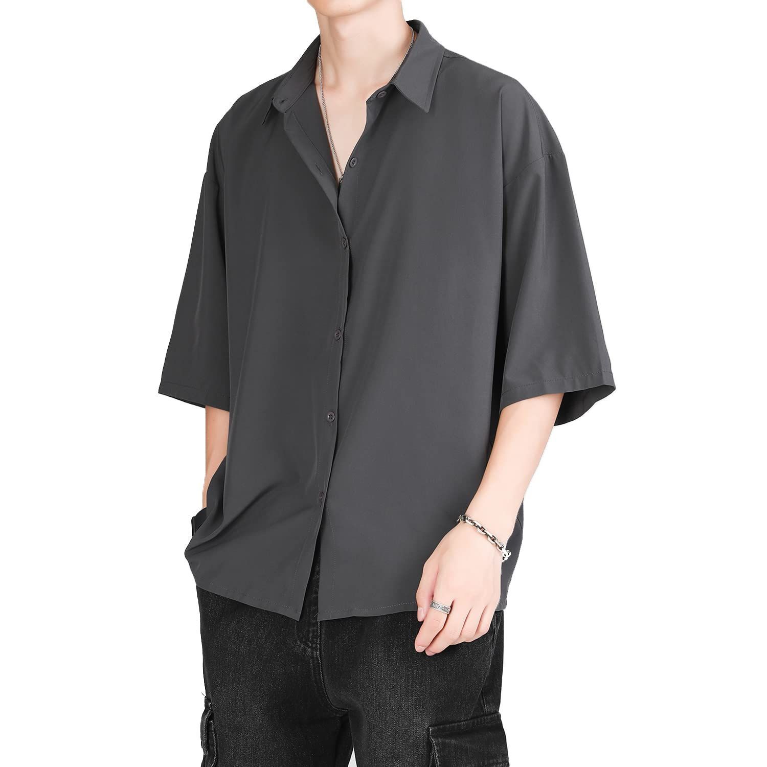 メンズ シャツ 長袖 黒 シンプル 大きめ ゆったり - 通販 - guianegro