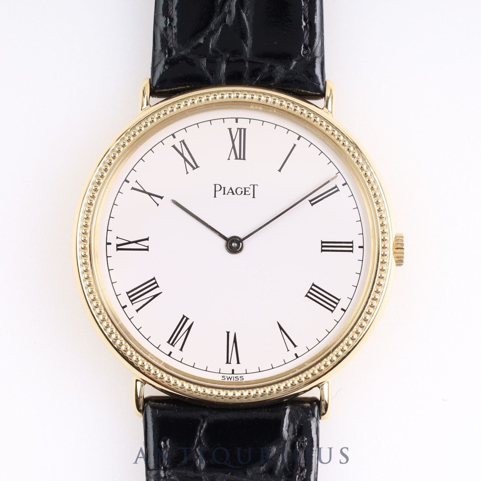 PIAGET ピアジェ ROUND ラウンド 90239 手巻き Cal.9P2 YG 革 純正尾錠（750） ホワイト文字盤 箱  保証書（1989年） - メルカリ