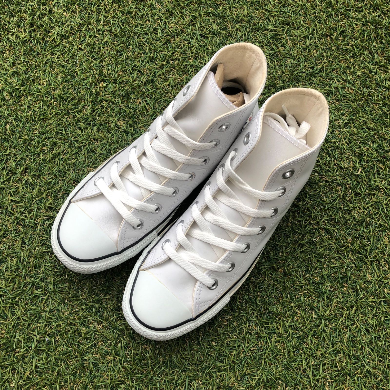 美品23.5 converse コンバース レザー オールスターHI HT682 - メルカリ