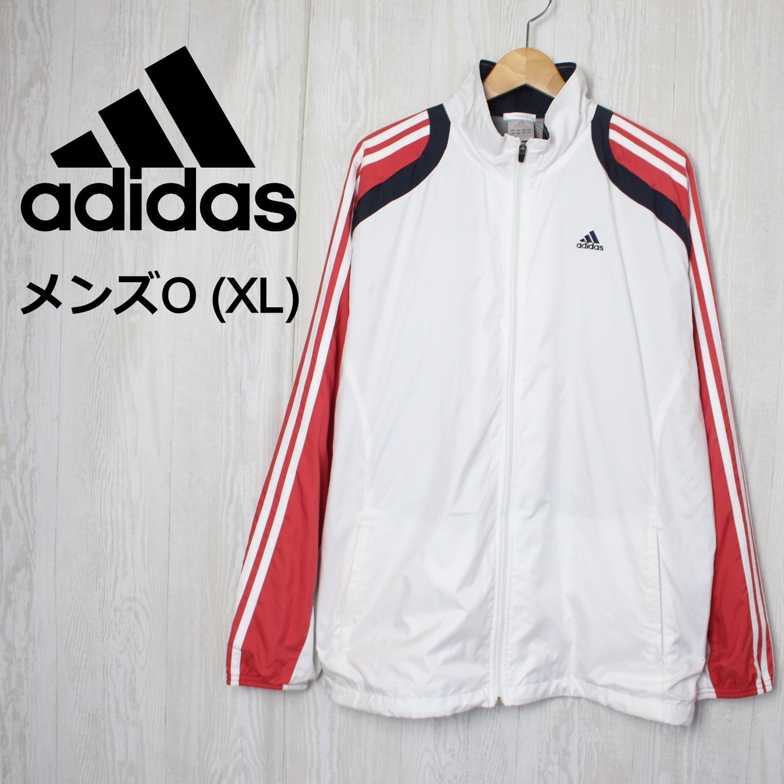 Adidas ナイロンジャケット ウインドブレーカー メンズO(XL) 白 