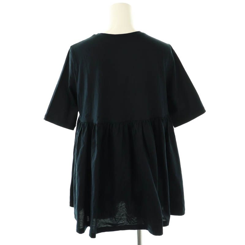 【新品タグ付】yori フレアギャザーカットソー 黒 ヨリ yori 24SS フレアギャザーカットソー F 濃紺 /CX □OS