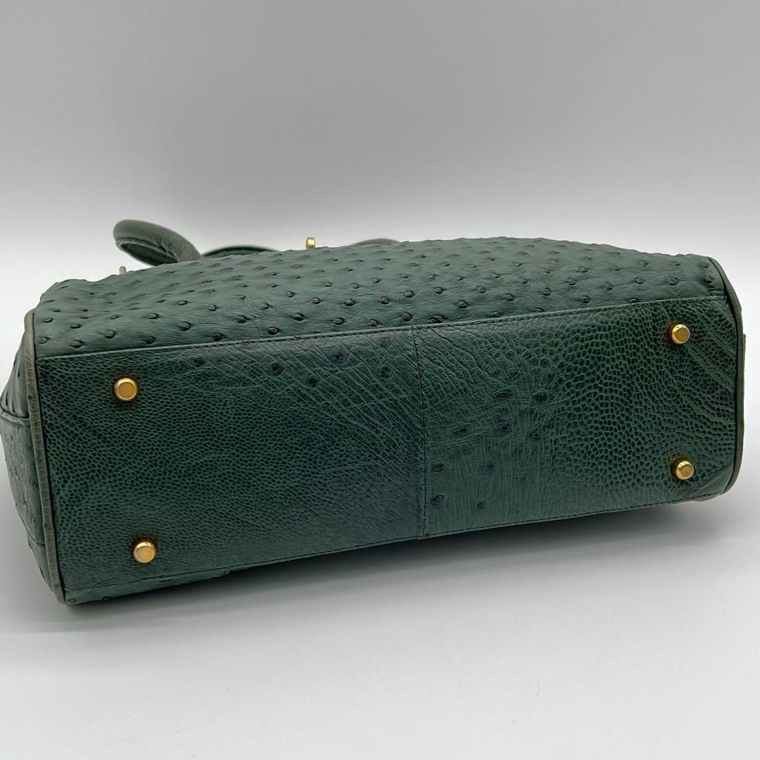 【美品】MASUMI OKADA オーストリッチ ベルトデザイン ハンドバッグ 美品】MASUMI OKADA オーストリッチ ベルトデザイン