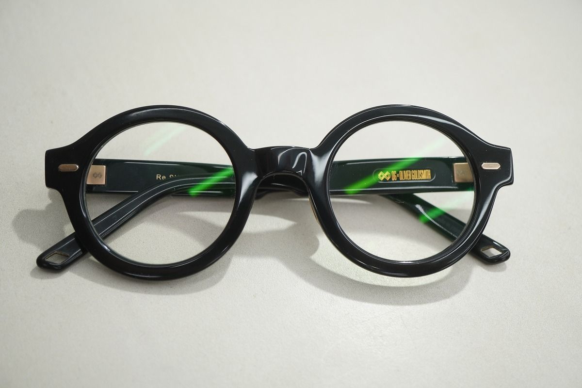 正規 OG × OLIVERGOLDSMITH オージー バイ オリバーゴールドスミス Re SHEPPERTON ラウンド サングラス 眼鏡 黒本物927P♪