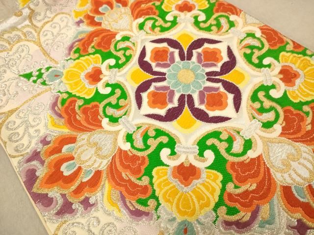 平和屋着物◎六通柄袋帯 唐織 正倉院花文 金銀糸 正絹 逸品