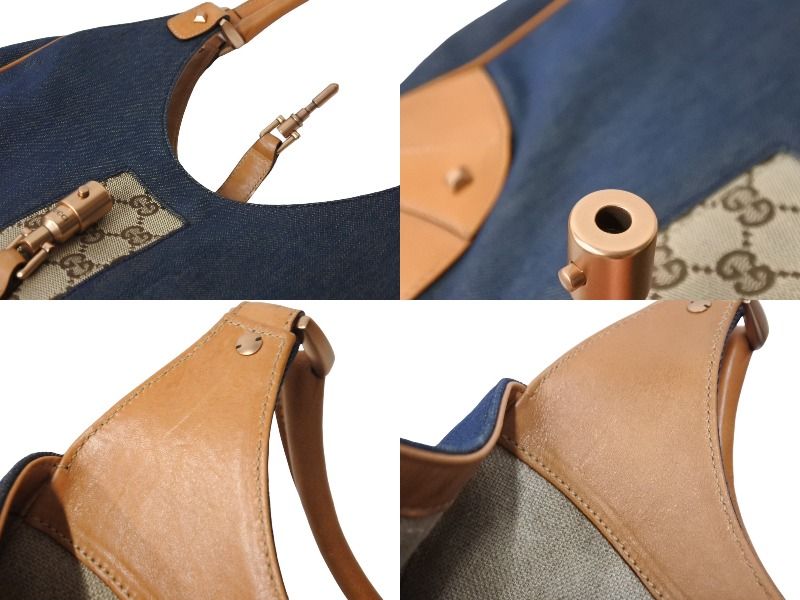 GUCCI グッチ ワンショルダーバッグ デニム GGキャンバス レザー
