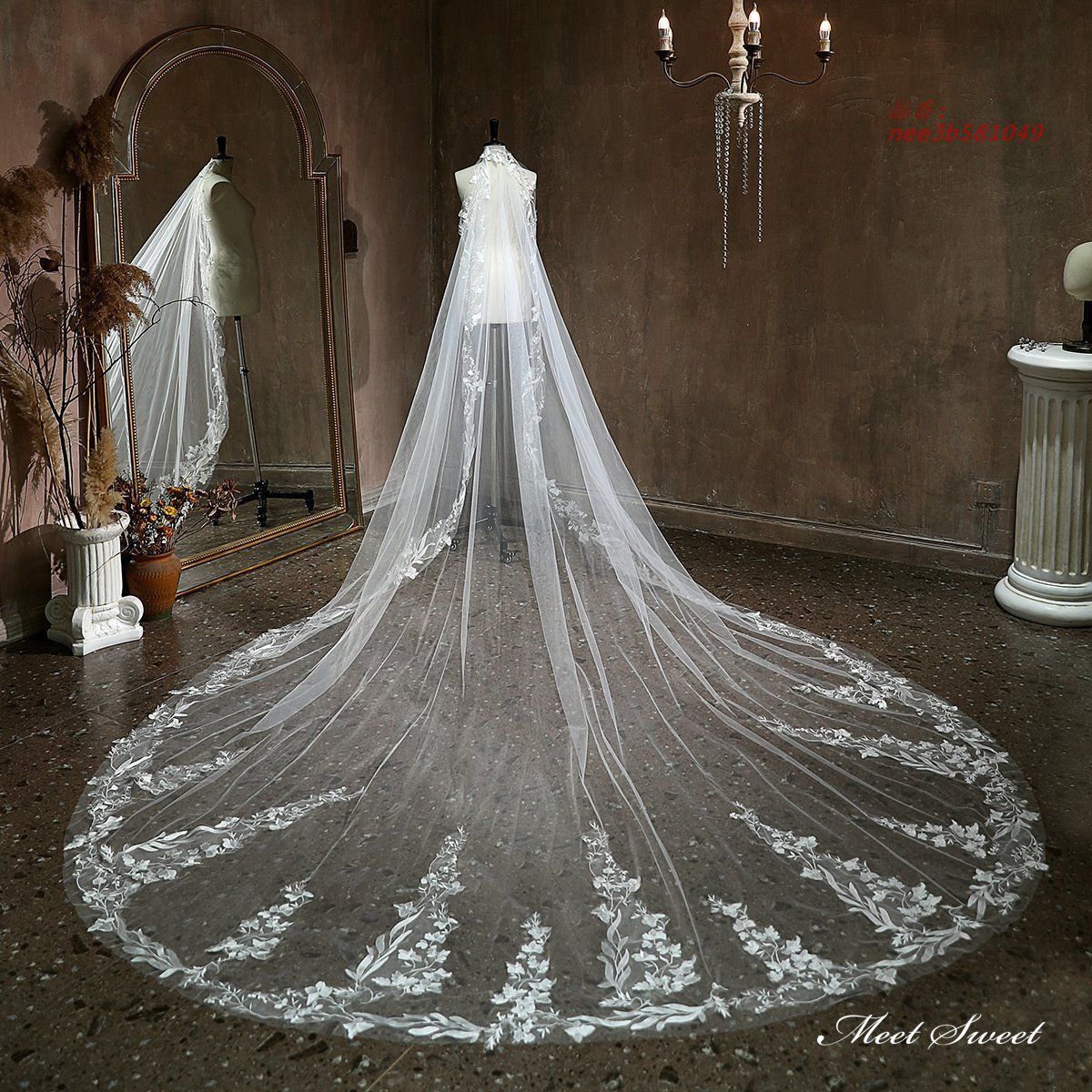 ウェディングベール ロング ホワイト レース ロングウェディングベール