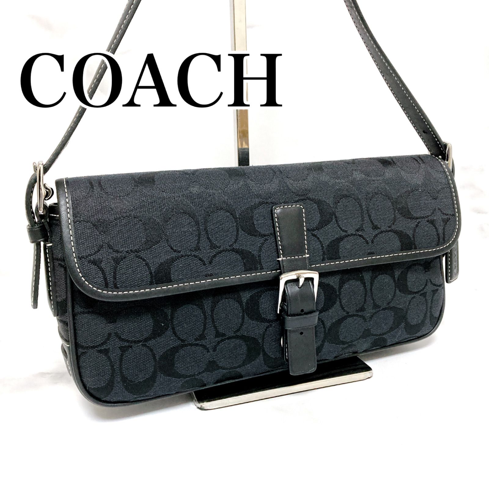 ☆ 【極美品】 COACH コーチ ハンドバッグ 肩掛けバッグ ワンショルダー ブラック 黒 シグネチャー 小さめ カジュアル フォーマル オシャレ  プレゼント ファッション（s2312036） - メルカリ