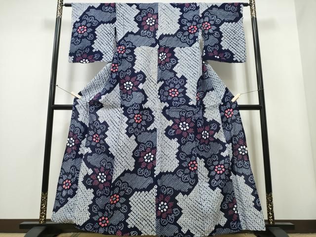 平和屋着物∴夏物 浴衣 有松鳴海絞り 舞花文 綿 CAAY4513ng