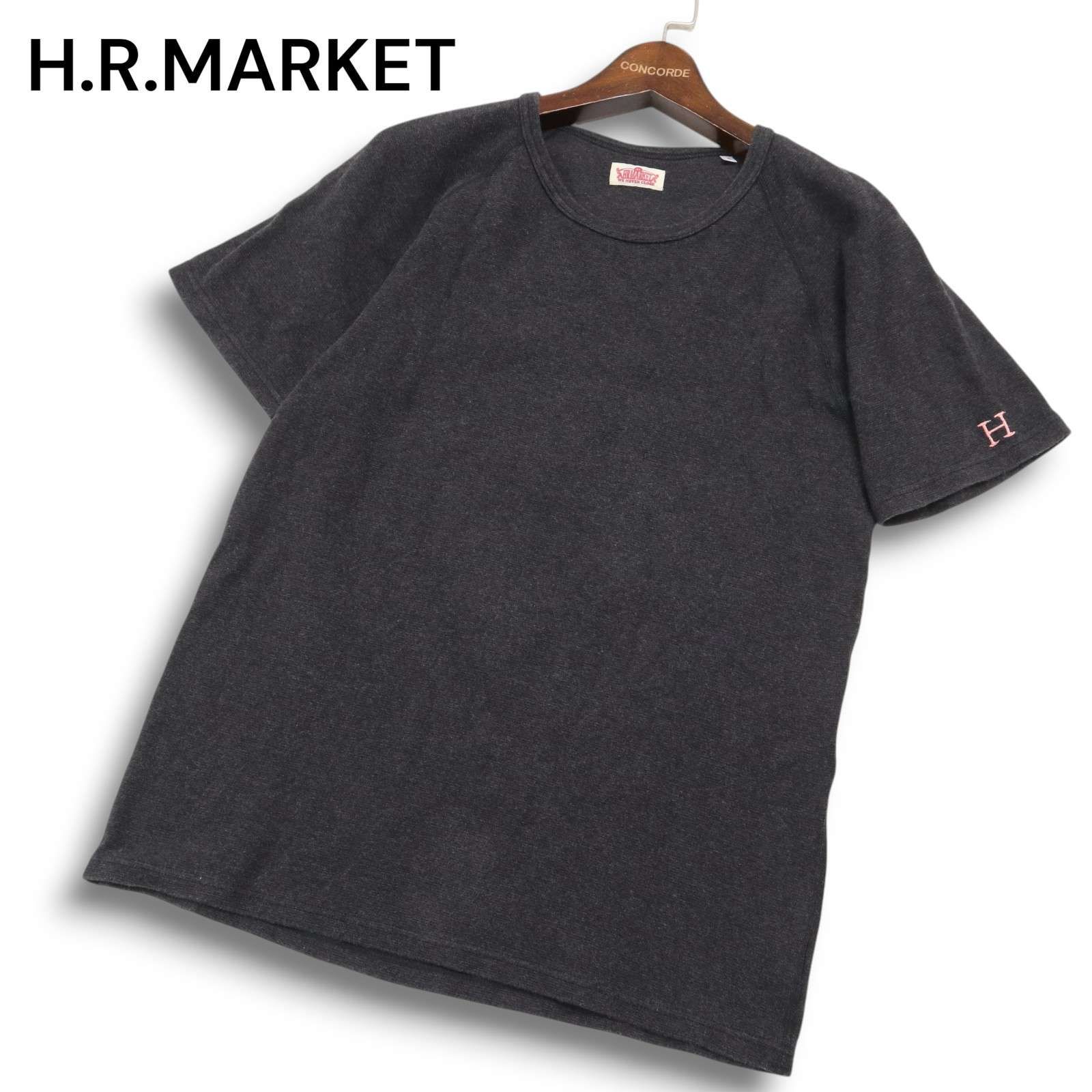 H.R.MARKET ハリウッドランチマーケット H刺繍 半袖 ストレッチ フライス Tシャツ カットソー Sz.4 メンズ グレー 日本製
