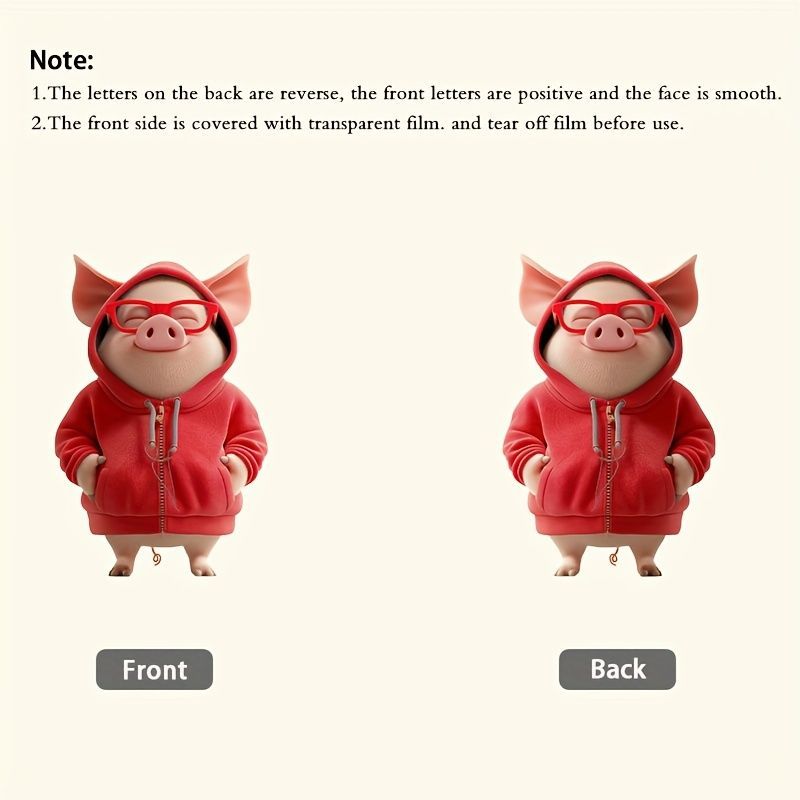 キーホルダー ブタ 可愛い 二足歩行 2D アクリル 8cm 赤い服を着たぶた