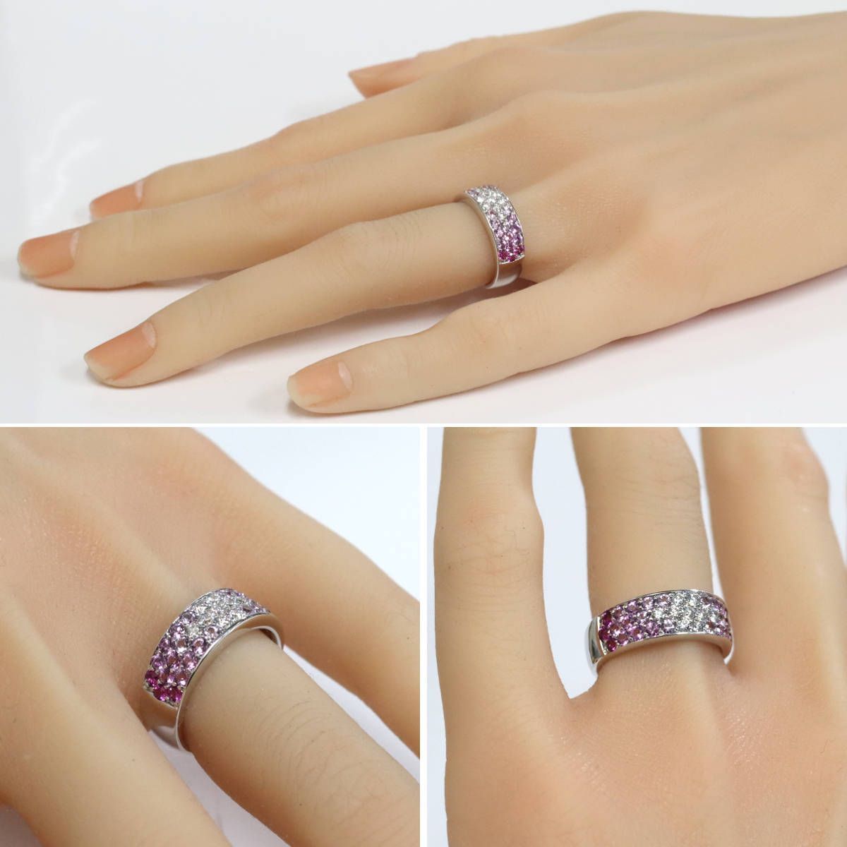 スタージュエリー K18WGピンクサファイアダイヤモンドリング S1.11 D0  