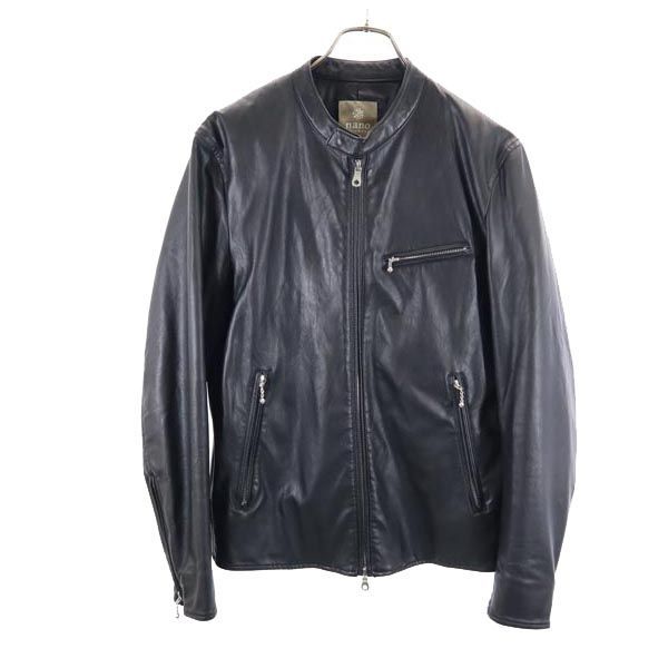 ナノユニバース フェイクレザー シングルライダースジャケット M