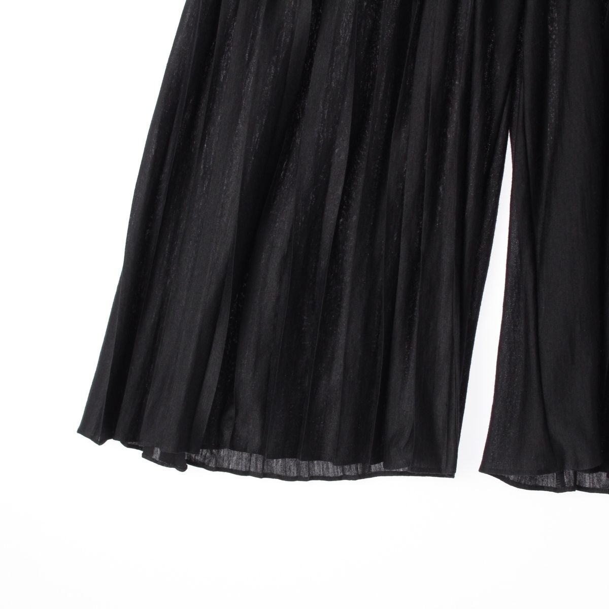 シャネル 06C ウール昆 ロゴボタン プリーツ スカンツ ワイド パンツ  