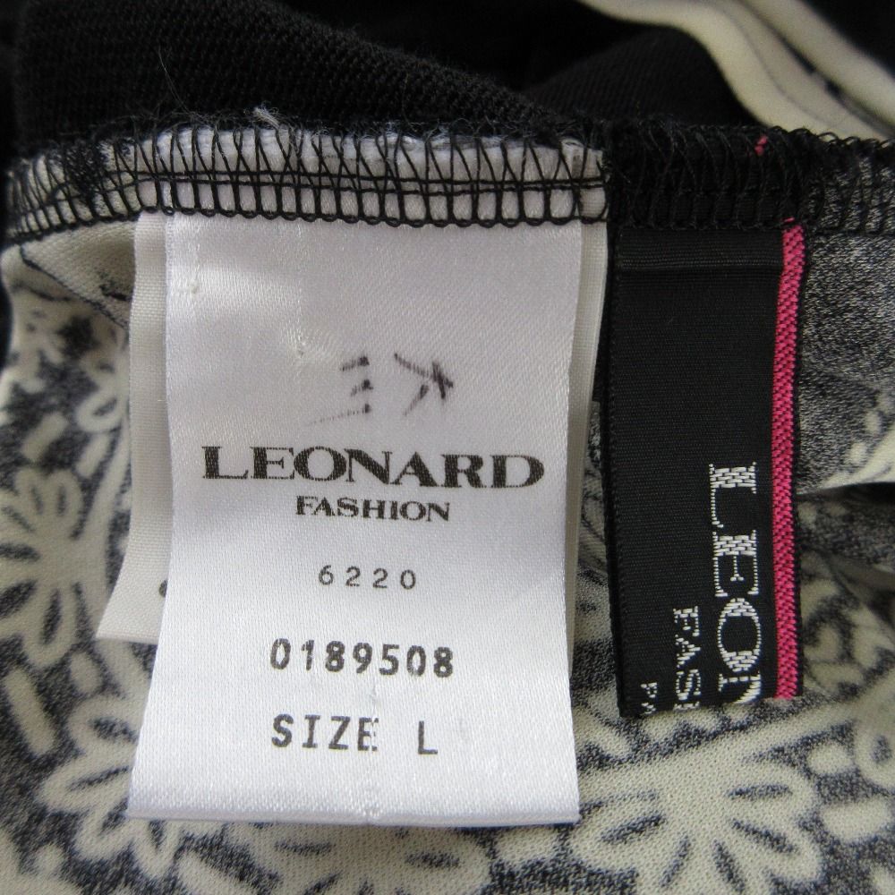 美品 LEONARD FASHION レオナール カンカン 切替 ペイズリー フラワープリント 半袖 カットソー プルオーバー Ⅼサイズ ブラック レディース 古着 中古 USED 美品 LEONARD FASHION レオナール カンカン 切替 ペイズリー フラワー