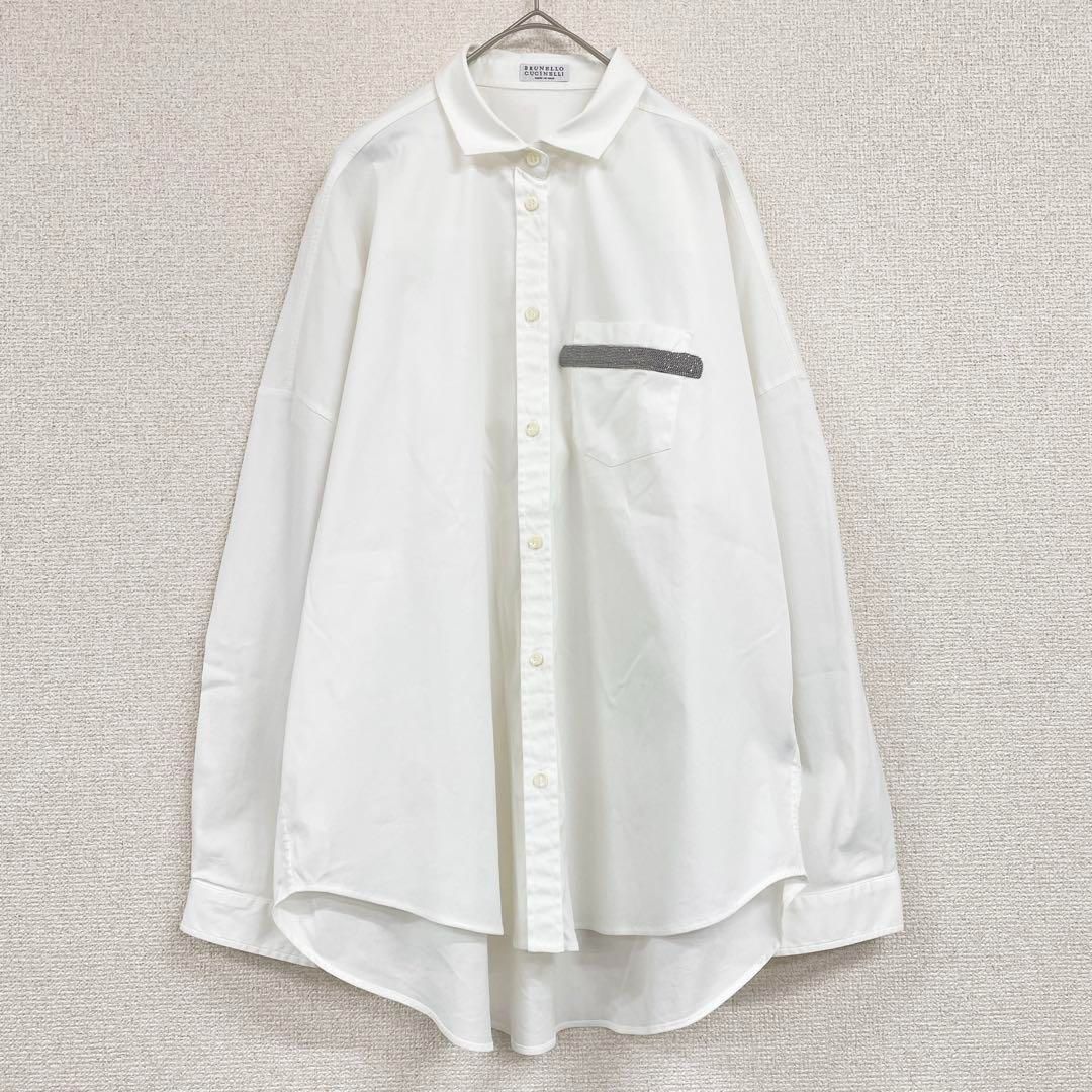 BRUNELLO CUCINELLI ブルネロクチネリ モニーレ装飾 オーバーサイズシャツ コットン 胸ポケット L イタリア製