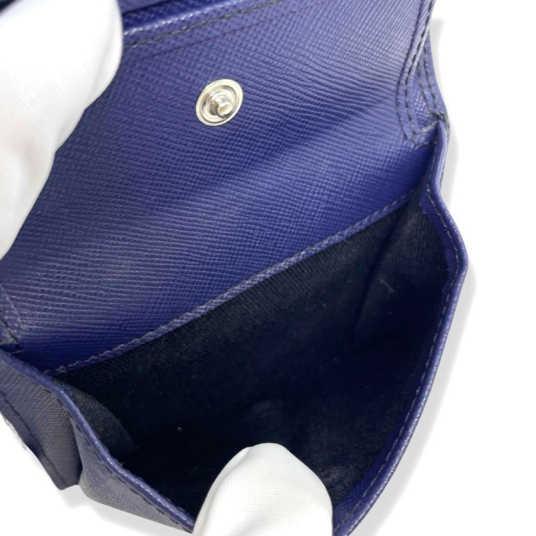 一点物 人気商品 正規品 マルニ 財布 二つ折りブルー サフィアーノ 付属品付サフィアーノレザー仕様