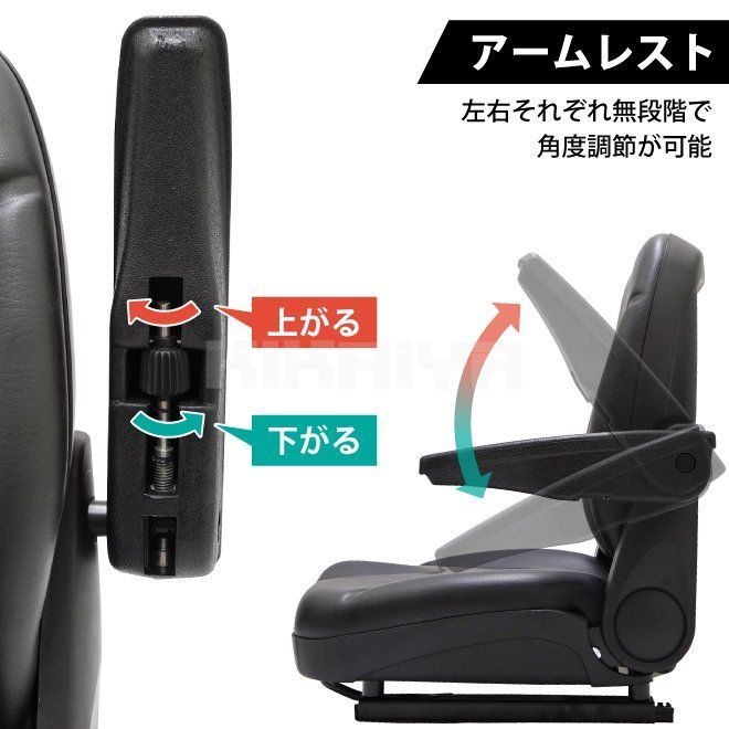 フォークリフトシート アームレスト付き 汎用多目的 交換用シート コンフォートシート オペレーターシート リクライニング KIKAIYA（北海道・沖縄→個人宅配送不可）