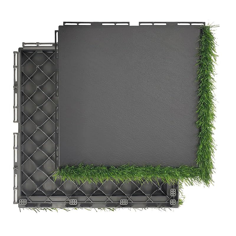 Donext 新型 ジョイント芝生タイル 人口芝生 PP+artificial grass材300x300x20mm 24枚セット ジョイント式 戸外 室内 装飾用 プラスチック芝生マット 人工芝パネル 人口芝 防滑 高耐久 簡単設置 グリーン