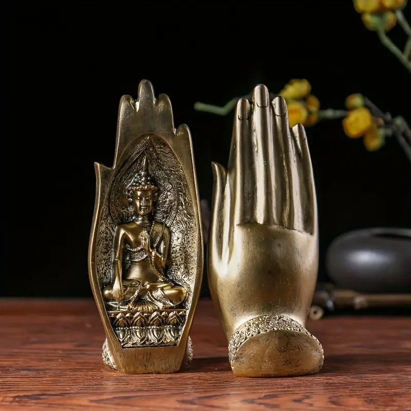 仏像 置物 オブジェ 2個セット 神の手 ハンド 仏教 精密彫刻 風水 崇拝