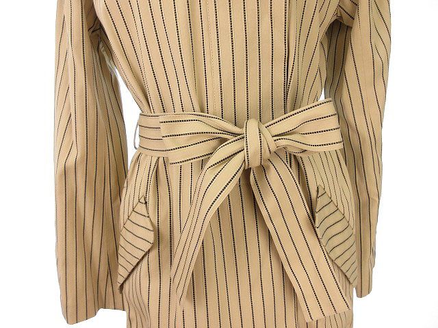 クラネ CLANE ジャケット ロング ストライプ 比翼 スリット ウール 36 