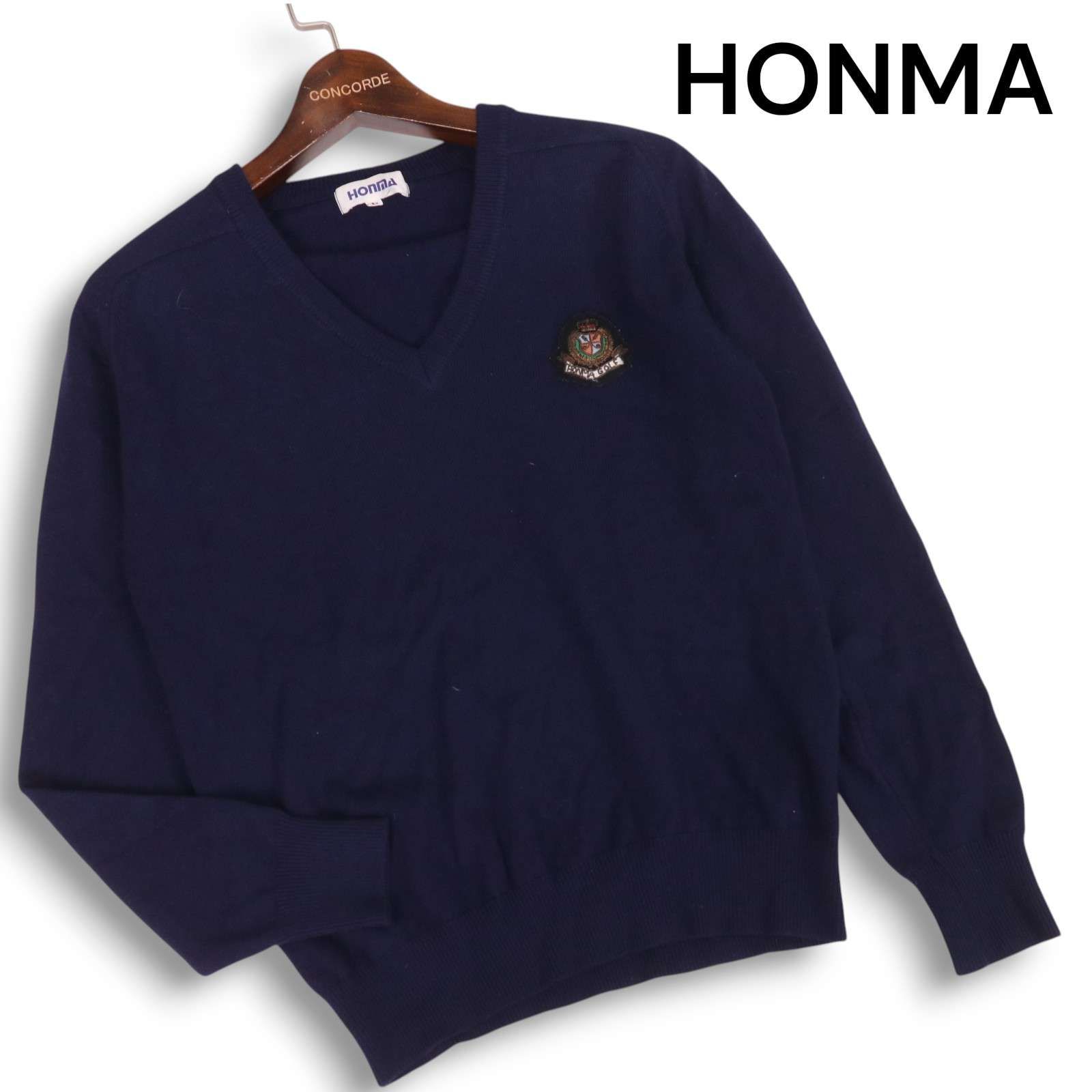 未着用 HONMA 本間ゴルフ カシミア 100% Vネック セーター L オレンジ