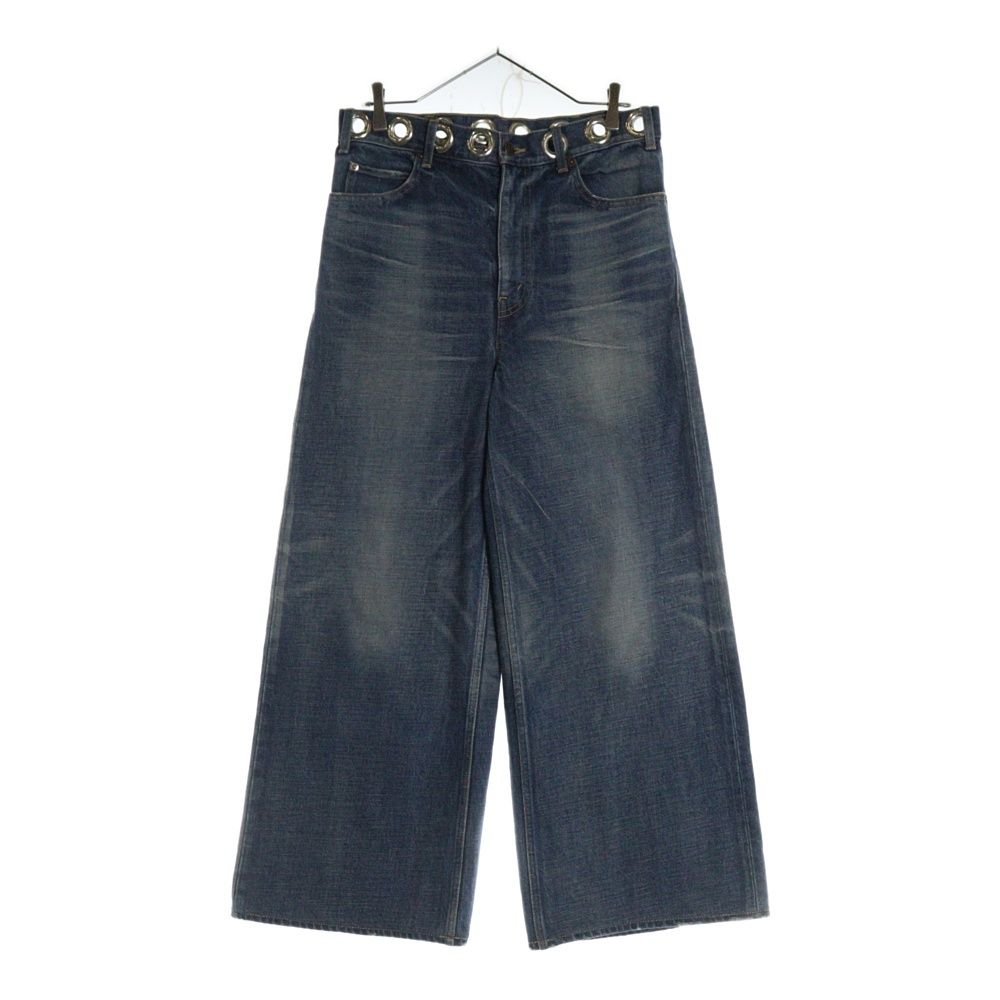 CELINE (セリーヌ) 22SS ユーズド加工 アイレット ハトメ ミドルライズ フレア ワイド サーフ デニムパンツ ジーンズ ...