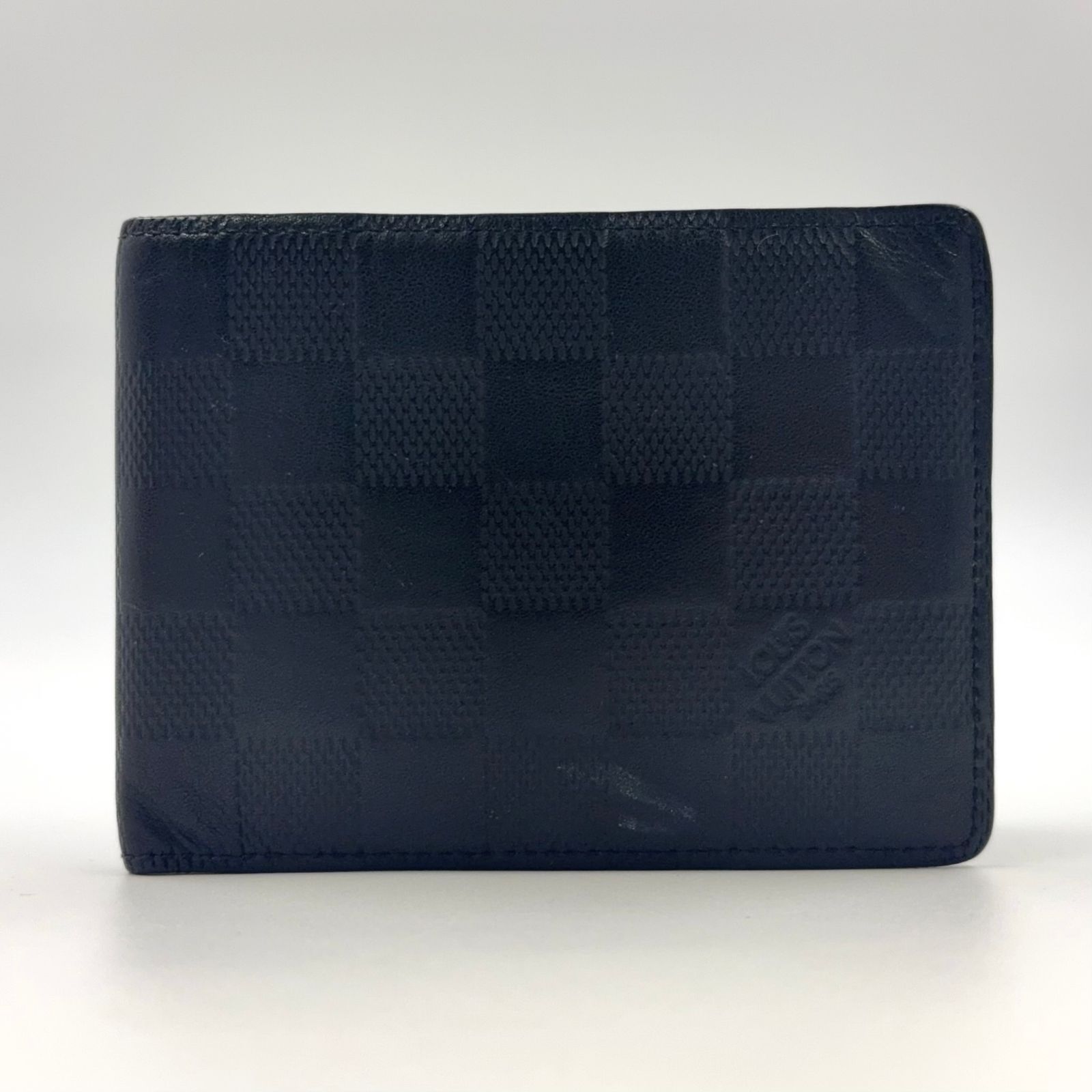 LOUIS VUITTON ダミエアンフィニ ポルト フォイユ ミュルティプル レザー ブラック 財布 N63124