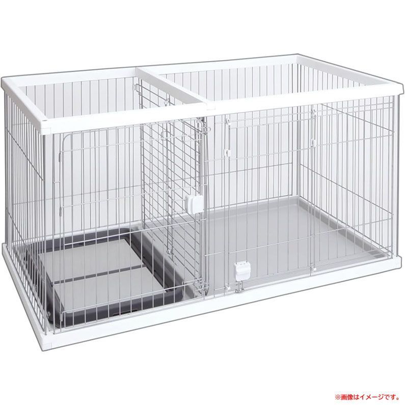 D6395◆ トイレのしつけが出来る ドッグルームサークル ホワイト ワイド ペットサークル フェンス ゲート 犬 ペティオ W24760