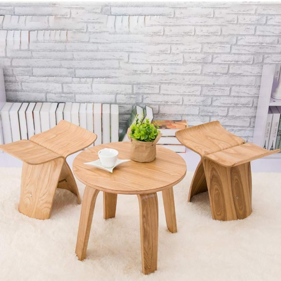 バタフライスツール木製スツールカーブウッドクラフトオリジナリティ家庭用低スツール 北欧