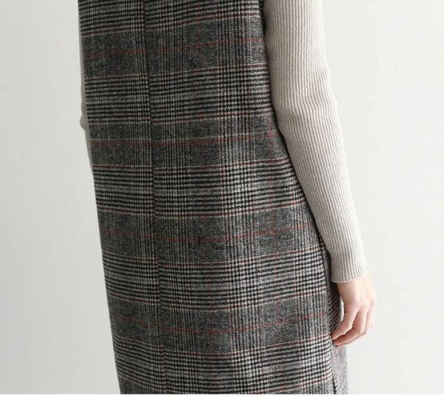 ワンピース ウールワンピース フレアスカート ミドル丈 Vネック サイド