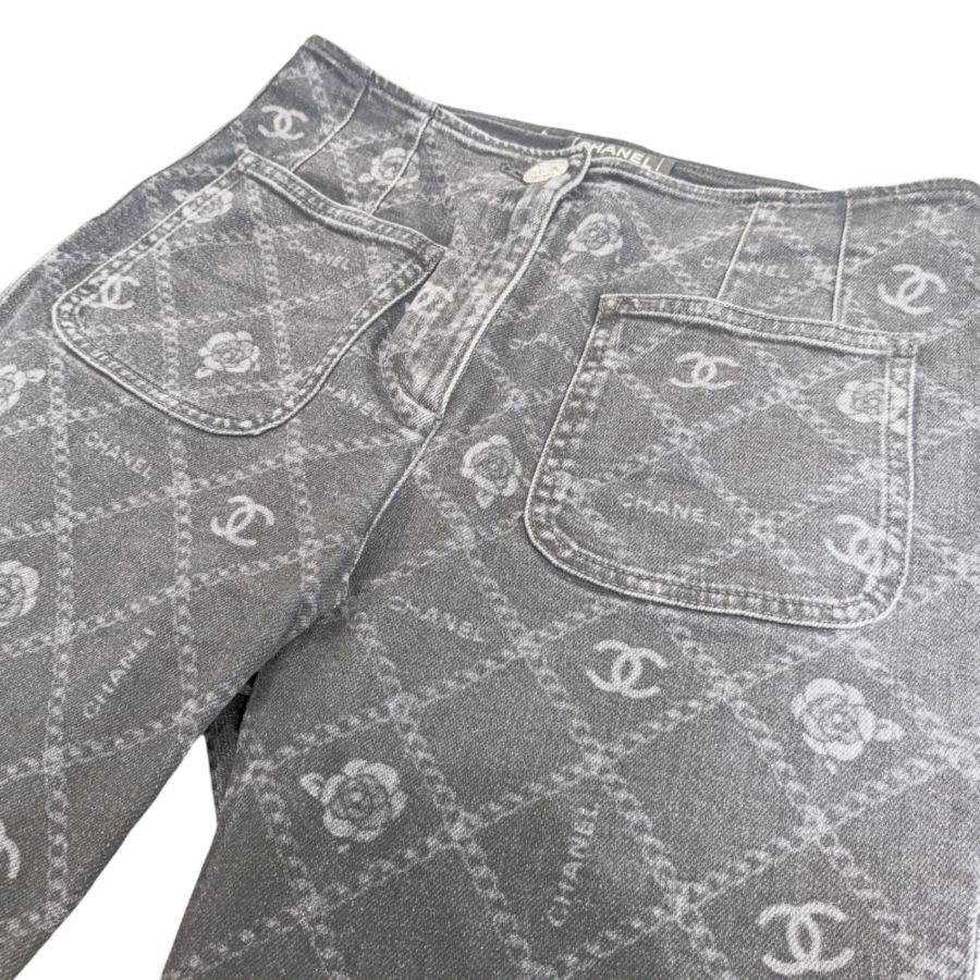 新品 大人気商品  CHANEL ココマーク カメリア ブラック デニムパンツ シャネル パンツ