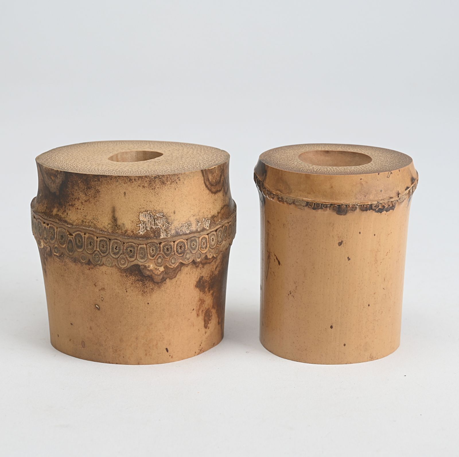 茶道具 蓋置 竹蓋置 白竹 一双 炉用 風炉用 花押付 福本積