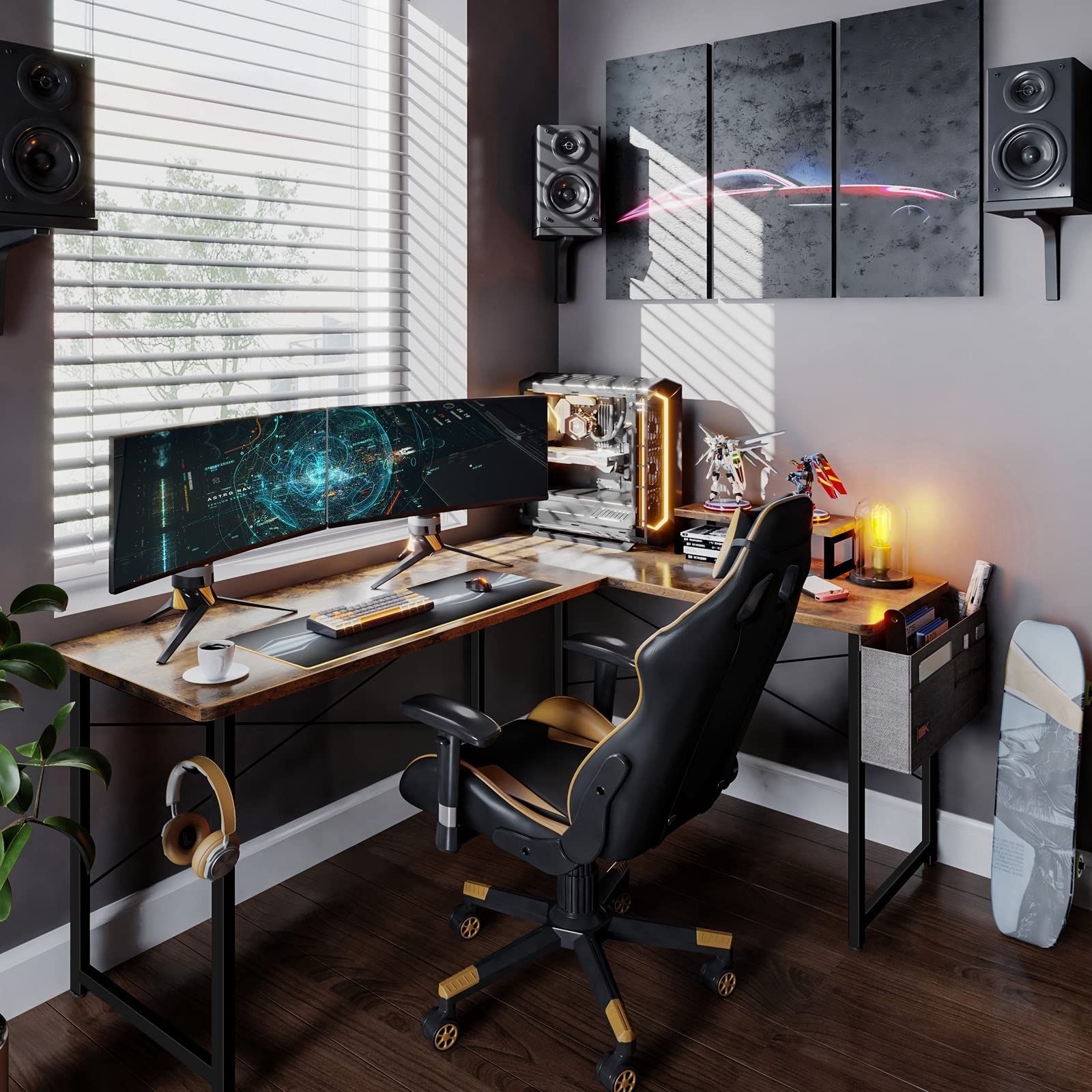 大特価』ODK l字デスク パソコンデスク ゲーミングデスク L字型