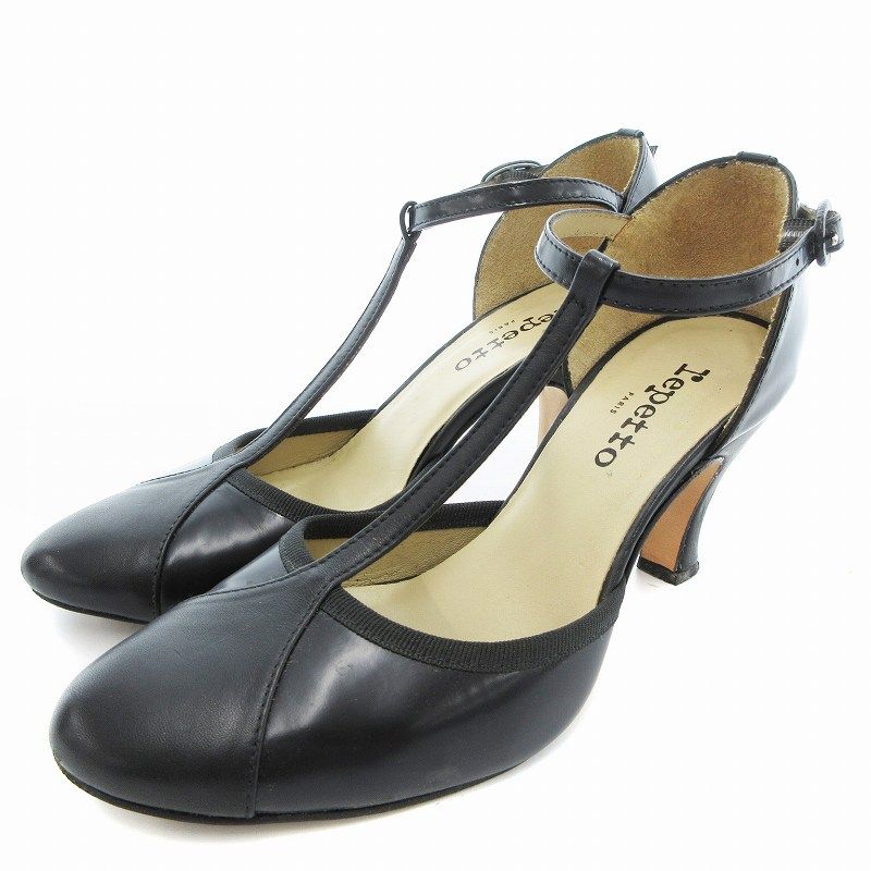 レペット Repetto セパレートパンプス レザー ストラップ 36 黒