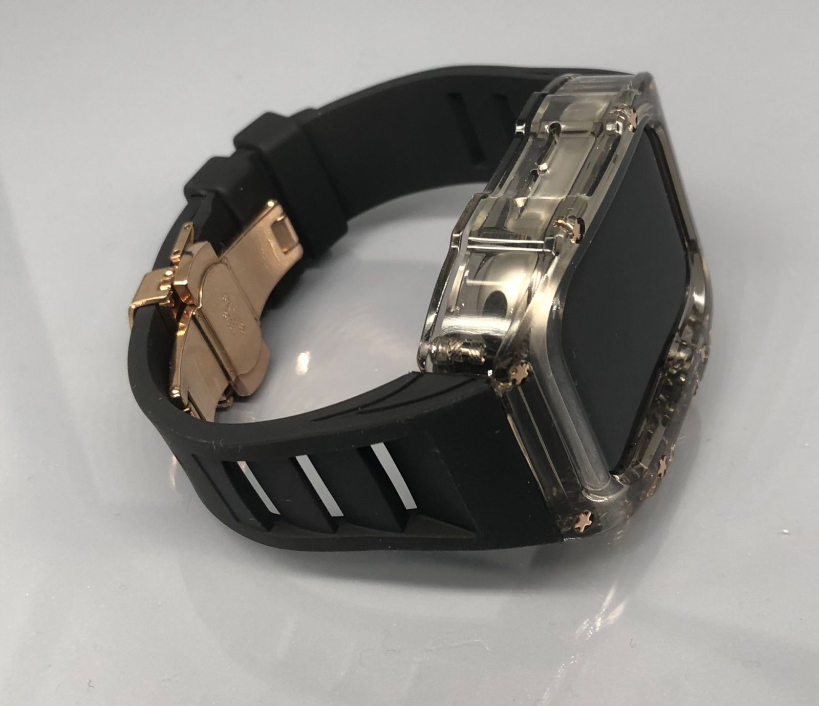  GimelZayin zc ローズゴールド クリアブラック ブラック アップルウォッチ ラバーベルト カバー クリア ケース 44 mm 45 4 5 6 7 8 se スポーツ メンズ レディース Apple Watch バンド バンド ベルト Apple Watchアクセサリー