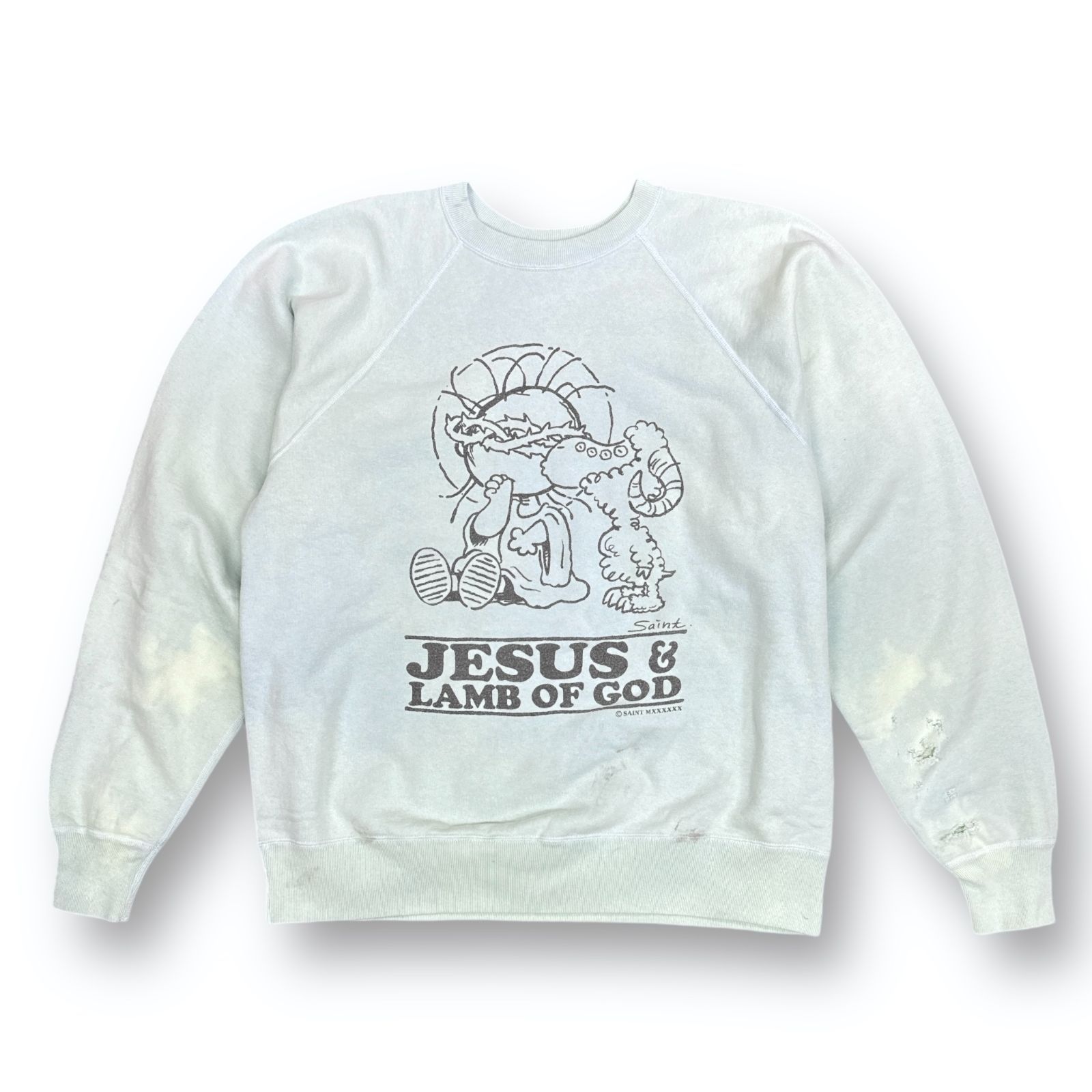 定価51700円 新品 SAINT MICHAEL 23AW JESUS CREWNECK SWEAT クルーネック プリント ヴィンテージ加工  スウェット セントマイケル ブルー系 XL SM-A23-0000-024 76094A7 - メルカリ