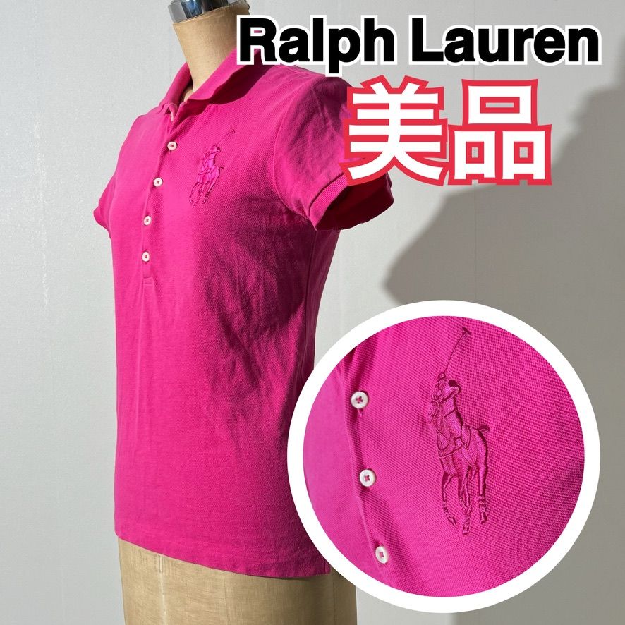 美品』 RALPH LAUREN ラルフローレン 半袖 スキニー ポロシャツ 胸元