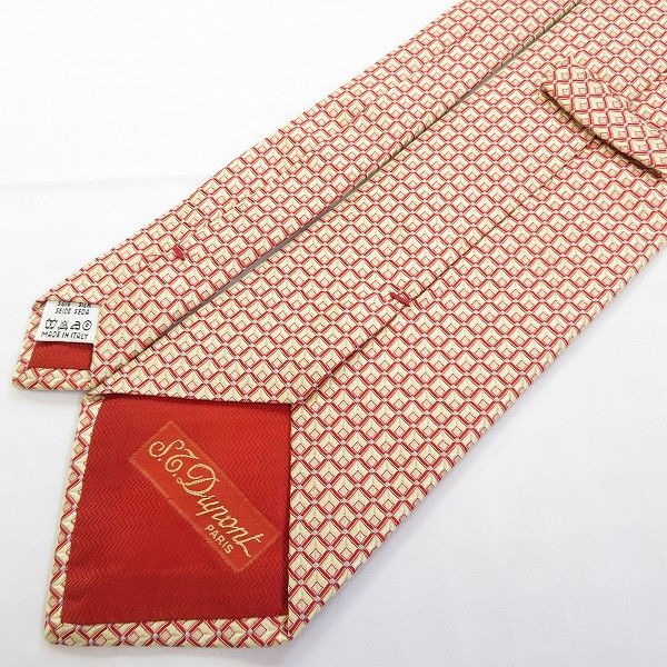 美品 S T Dupont エステー デュポン ネクタイ D柄 総柄 レッド