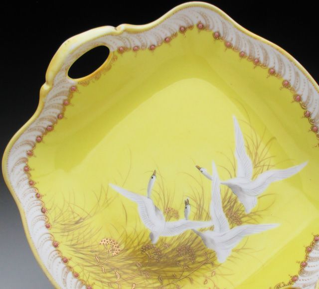 オールドノリタケ イエロー地金盛りジュール白鳥絵 ソルトボウル 4枚セット