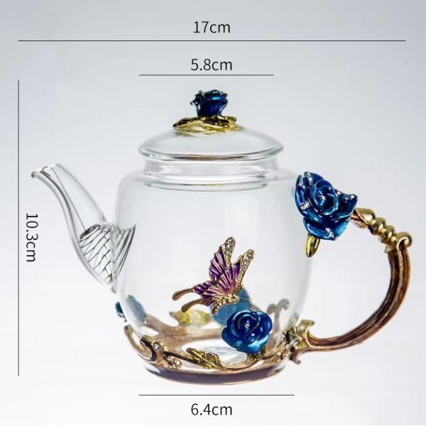 新品・未使用】 ☆煎茶道具 急須 ガラス 茶壷 横手急須 湯沸 水