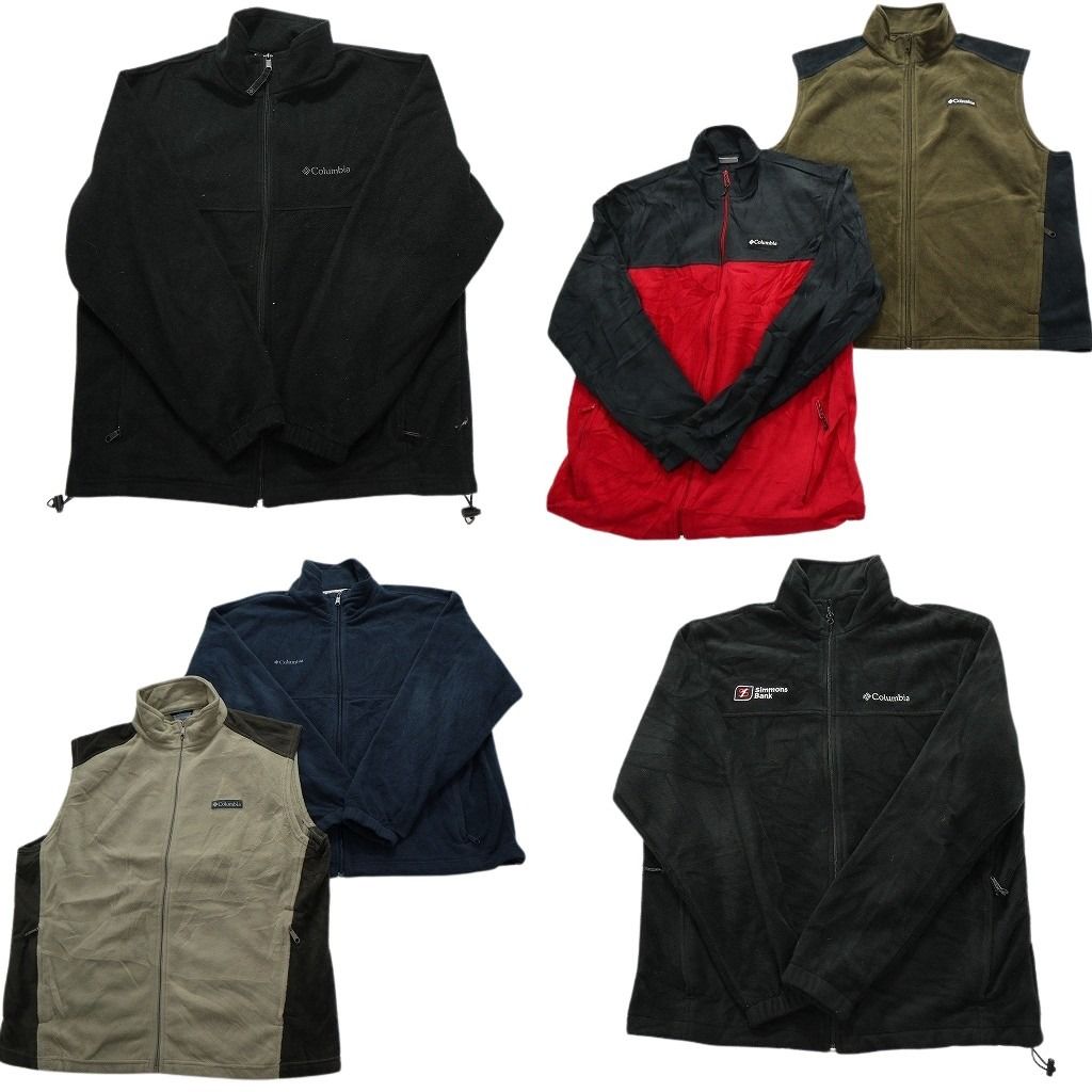 古着卸 まとめ売り コロンビア フリース 6枚セット (メンズ L /XL ) デナリ型 フルジップ 企業 バイカラー 中古 古着 MY1231