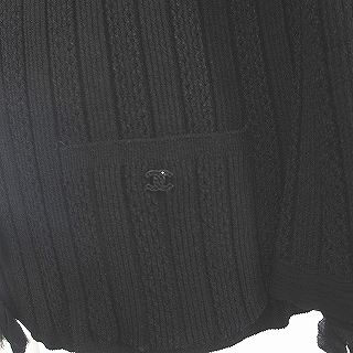シャネル CHANEL カーディガン ホック ココマーク リボンモチーフ シルク 06P P28035K00037 黒 ブラック レディース CHANEL - シャネル カーディガン ホック ココマーク リボン