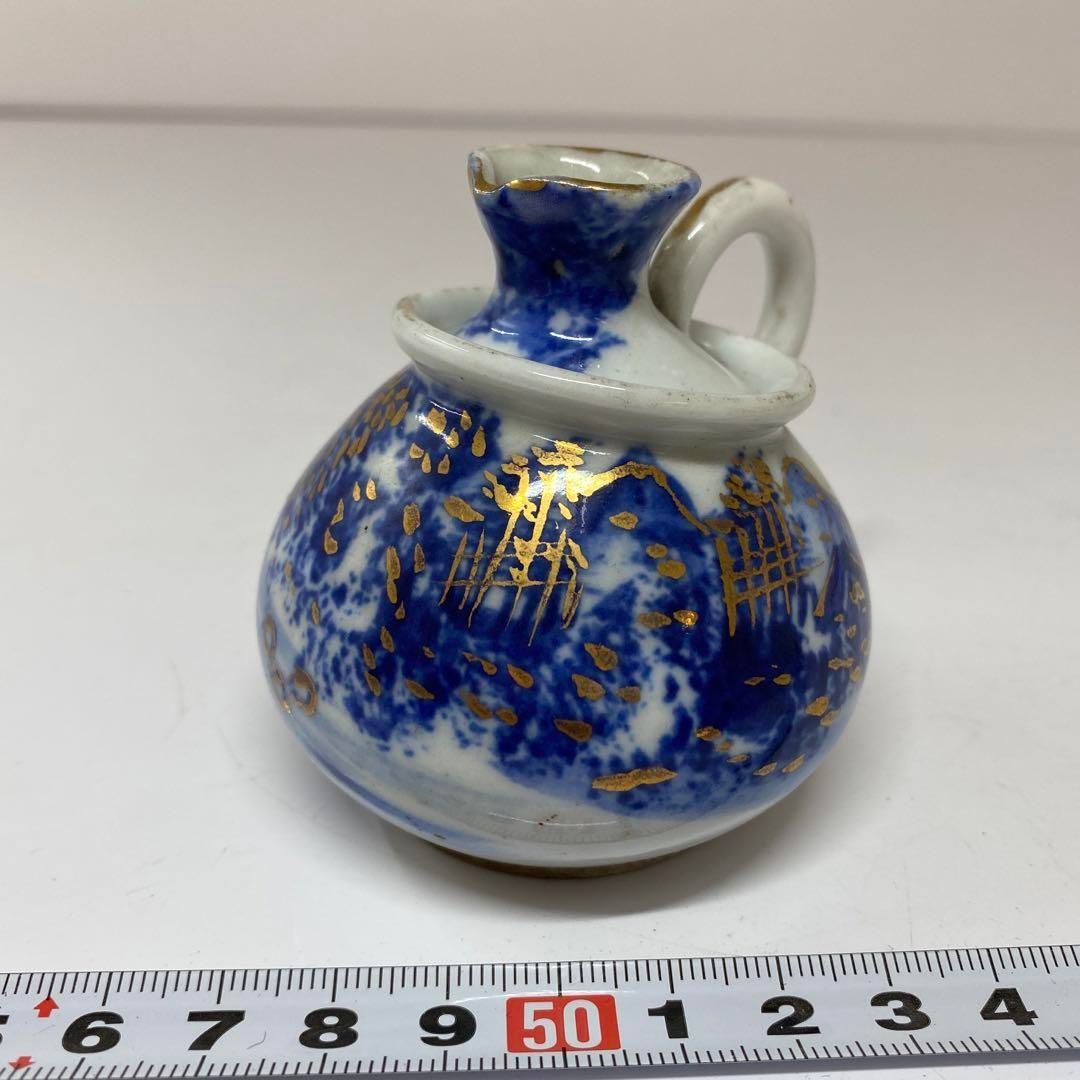 ・京焼 名工 原平造 染付 金彩 水次 高さ約7㎝ 東さ5-0801⑤ 京焼 名工 原平造 染付 金彩 水次 高さ約7㎝ 東さ5-0801⑤