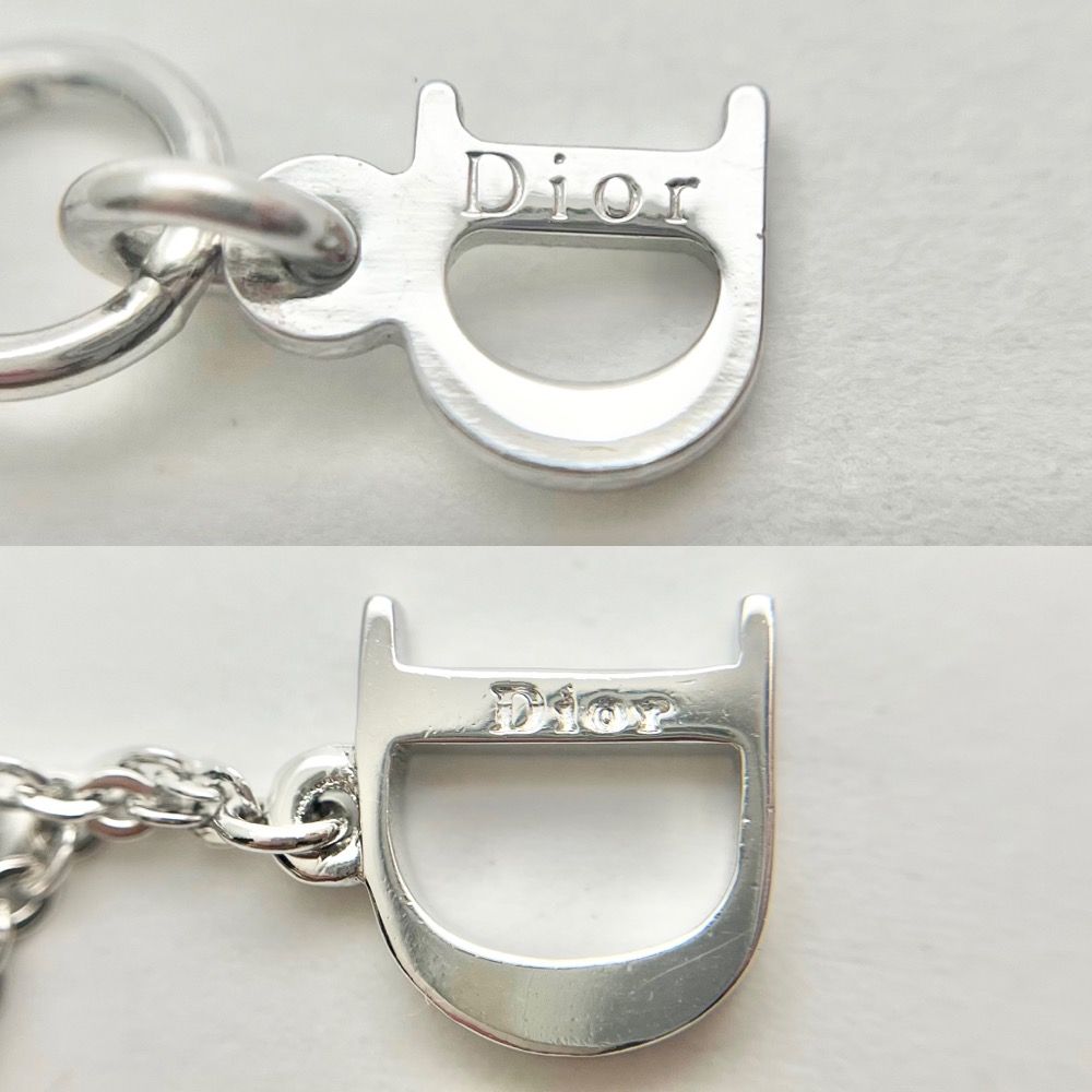 美品　Dior ネックレス　ロゴ チャーム ラインストーン シルバー　スイング ラインストーンロゴチャームネックレス シルバー ヴィンテージ