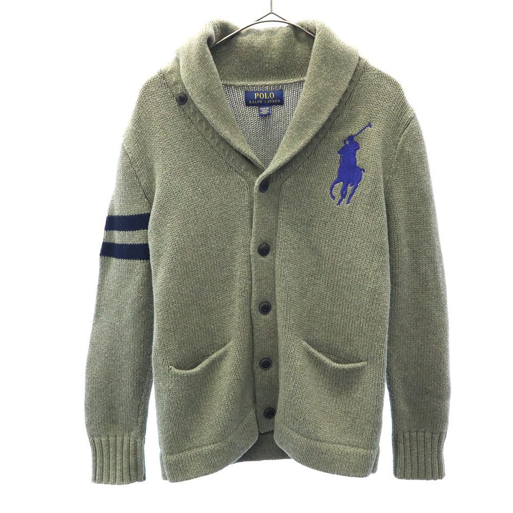 定番人気，最新作 ポロラルフローレン ビッグポニー刺繍 長袖 コットンニット カーディガン 45577 グレー POLO RALPH LAUREN ジャケット キッズ 古着 【240318】 長袖シャツ・ブラウス