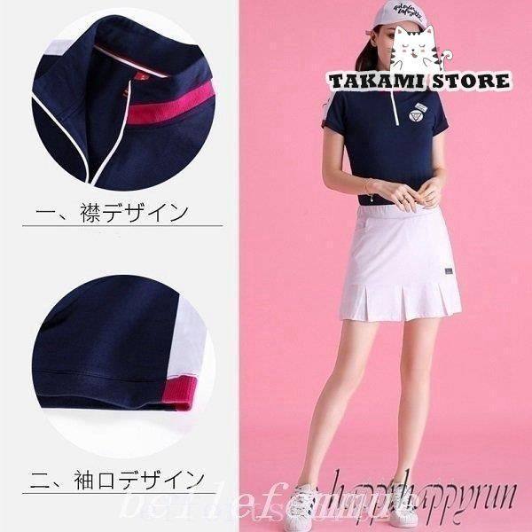 ゴルフウェアレディースワンピースジップおしゃれ着痩せ半袖ワンピース春夏肌触りいいおしゃれかわいい女性用 新生活就職