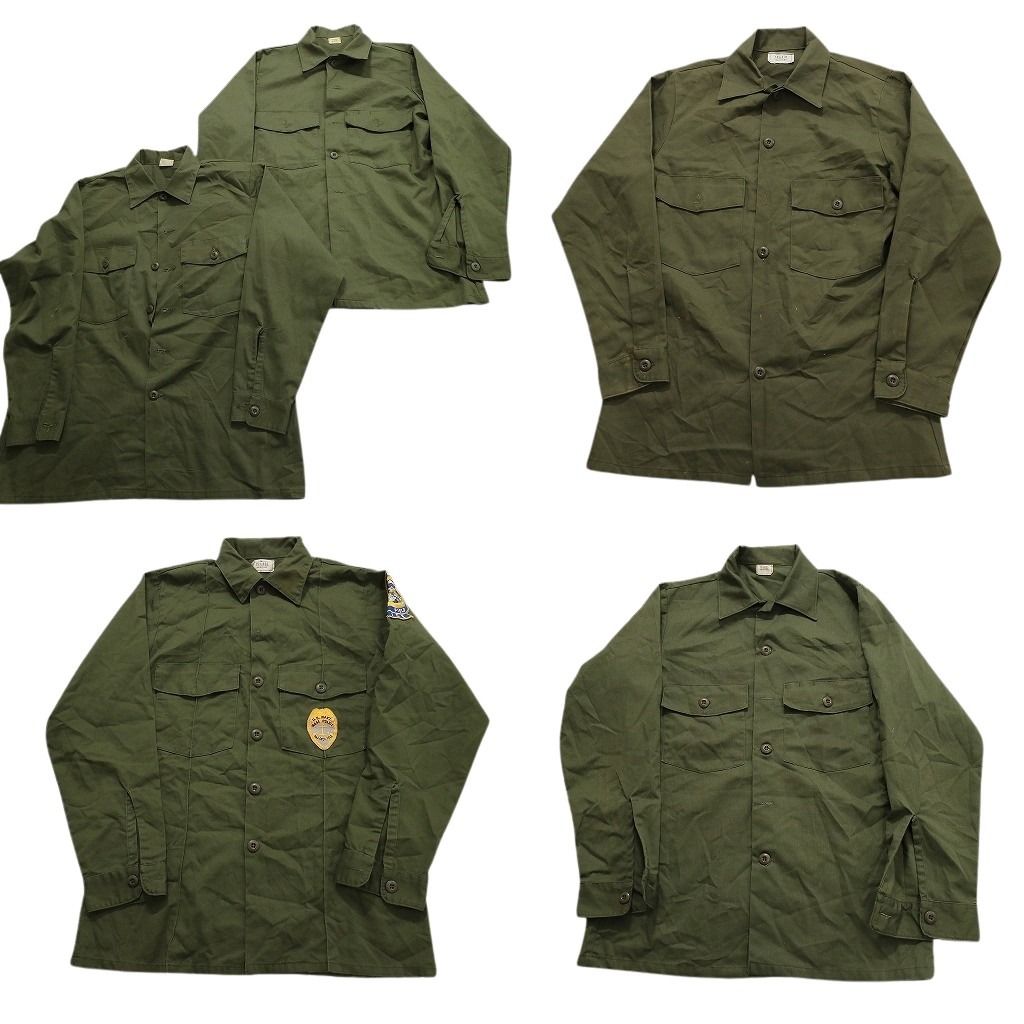 古着卸 まとめ売り 米軍実物 ミリタリー ユーティリティーシャツ 6枚セット (メンズ S /M /L ) 80s カーキ US.ARMY MW3132 1円スタート